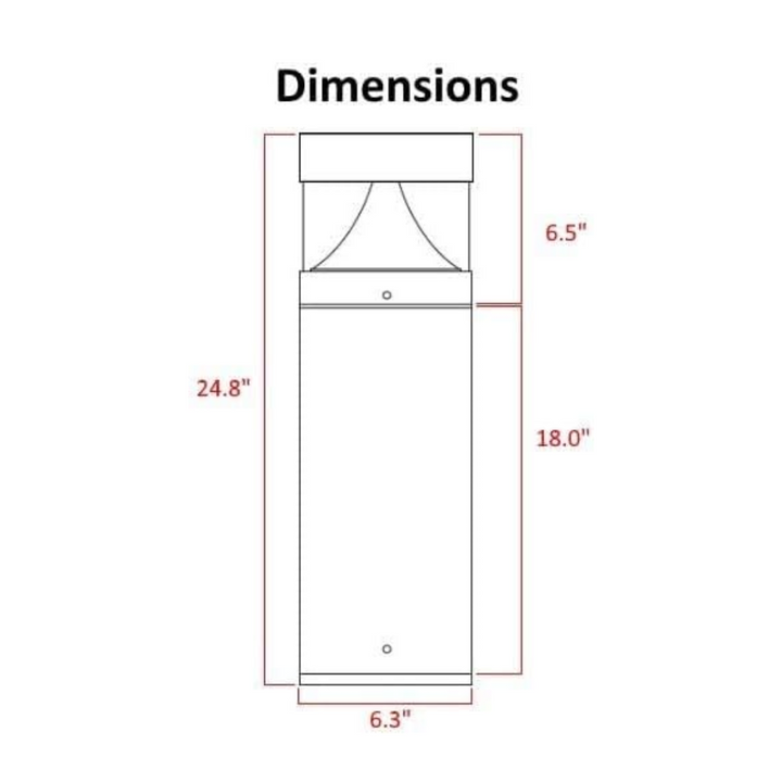 Outdoor Landscape Lighting LED 12V Low Voltage BPLA02 25" 120V 10W 3000K/5000K 1000LM Black Aluminum Flat-Top Bollard Light Line Voltage Commercial Bollard Path Light Outdoor Lighting