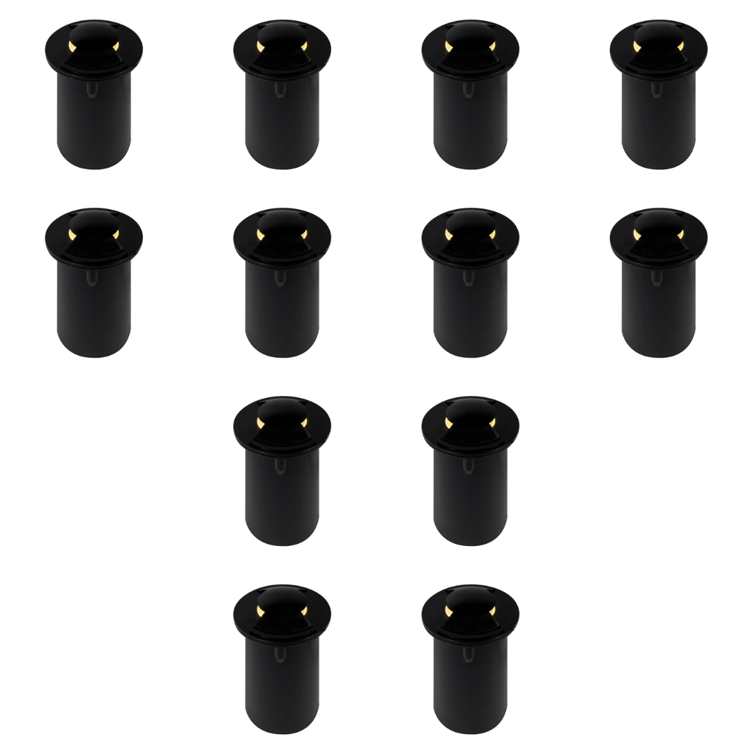 Outdoor Landscape Lighting LED 12V Low Voltage UNS04 4x/8x/12x Package Stainless Steel Bi Directional Two Slit In-Ground 12V Low Voltage LED In Ground Landscape Lighting with MR16 5W 3000K Bulb 12 Pack Black