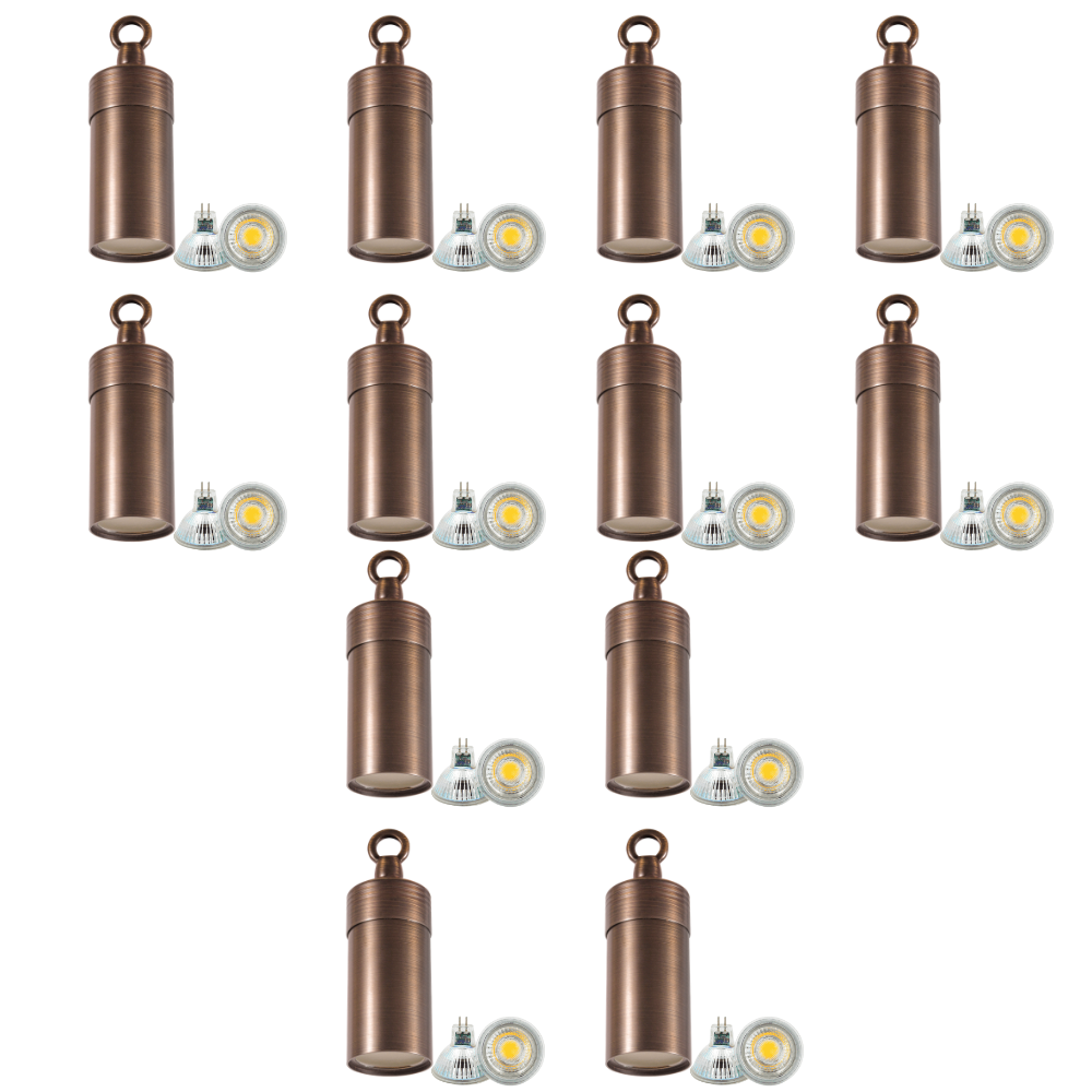 Outdoor Landscape Lighting LED 12V Low Voltage HLB01 4x/8x/12x Package 12V LED Low Voltage Brass Cylinder Pendant Light Hanging Downlight Fixture 5W 3000K Bulb 12 Pack