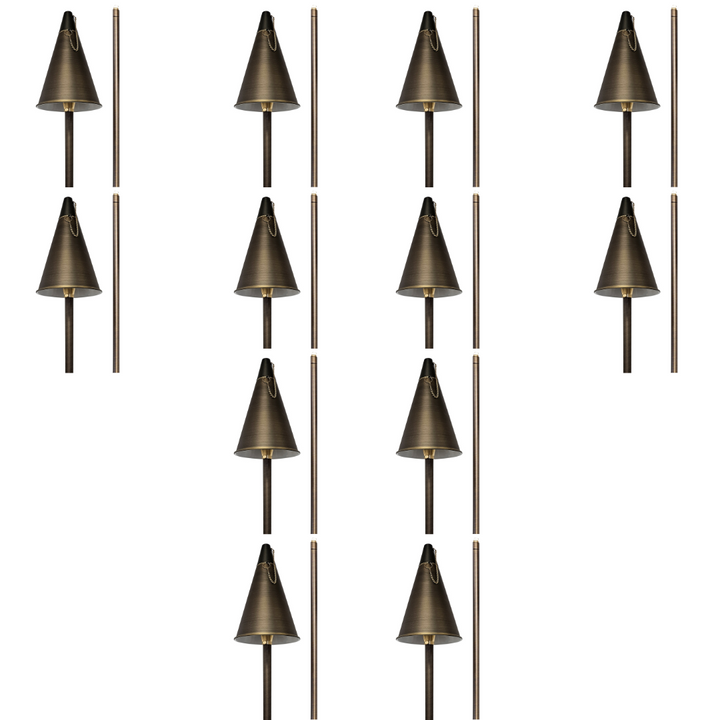 Outdoor Landscape Lighting LED 12V Low Voltage PL77B with G4 3W 2700K 4x/8x/12x Package Solid Brass 60" Tiki Torch Path Light - Light Bronze Finish Low Voltage Landscape Lighting 12 Pack