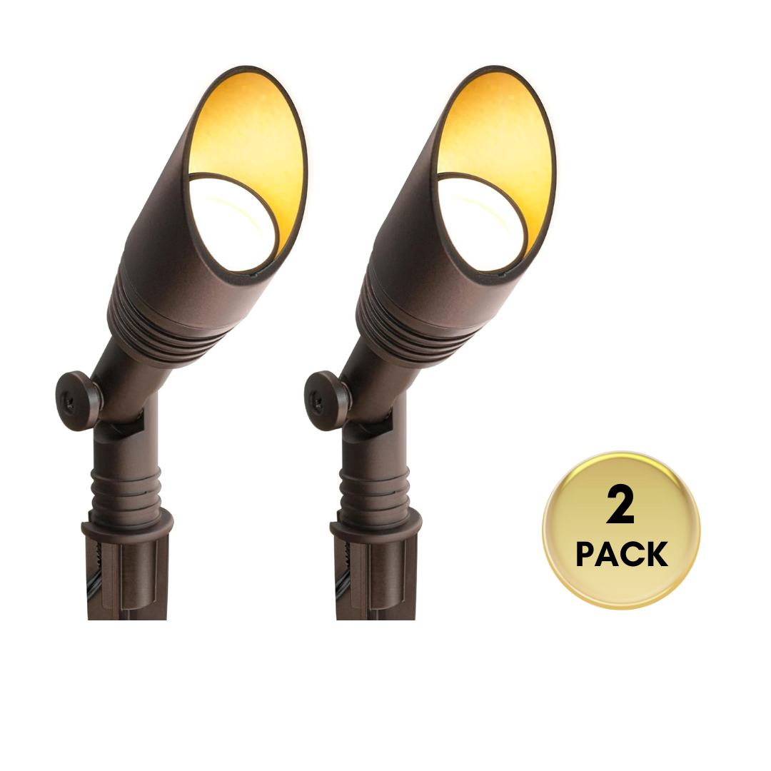 Outdoor Landscape Lighting LED 12V Low Voltage SPAA01 Integrated Mini Aluminum Spotlight Low Voltage Outdoor Lighting Package of 2 and 6 2 Pack Brown