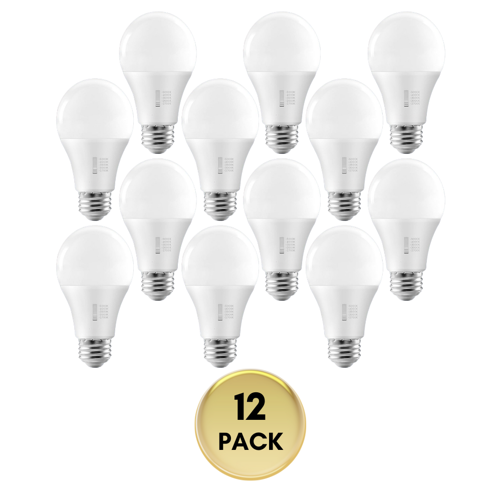 Outdoor Landscape Lighting LED 12V Low Voltage E26 A19 11W 120V Line Voltage 5CCT 2700K/3000K/3500K/4000K/5000K Bulbs Package Dimmable CRI90 Energy Saving High Voltage Medium Base Light Bulb 12 Pack