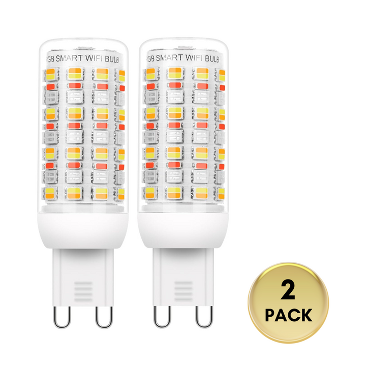 Outdoor Landscape Lighting LED 12V Low Voltage RGBCW G9 4W Smart WI-FI Control LED Light Bulb 2/3 Pack, Energy Saving RGBCW Color Changing 2700K-6500K High Voltage 120V Outdoor LED Bulb Compatible with Alexa and Google Assistant 2 Pack Clear