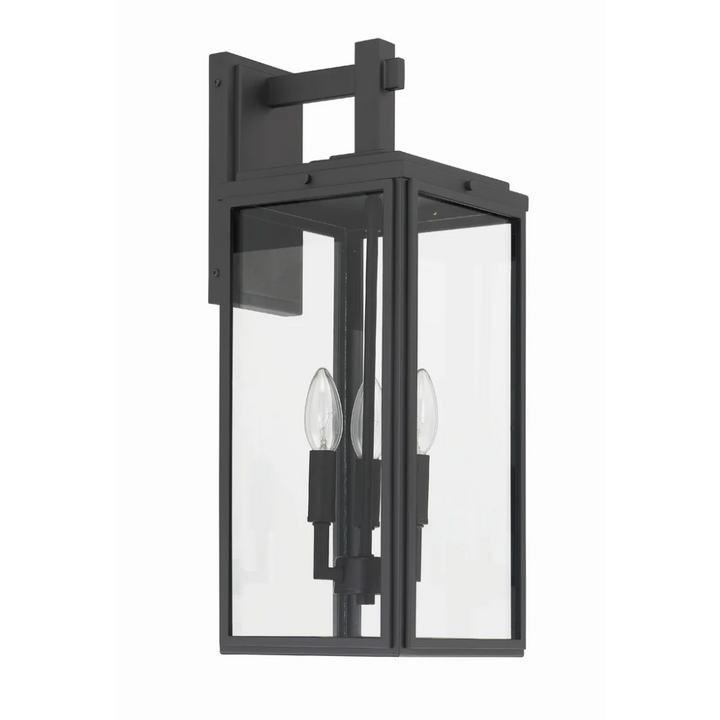Outdoor Landscape Lighting LED 12V Low Voltage Byron 3 Light Outdoor Sconce 7.5"x19.75" Stainless Steel and Clear Glass Matte Black Finish 120V 3 E12 Candelabra Base LED Bulb Socket for Patio, Garden, Exterior Walls
