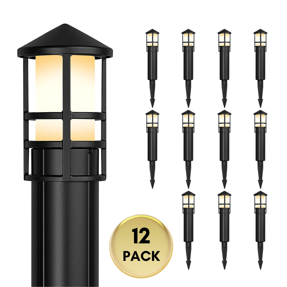 Outdoor Landscape Lighting LED 12V Low Voltage ALP56 4W 12V AC/DC Low Voltage Cast Aluminum LED Bollard Pathway Lights Package – Outdoor Landscape Walkway & Garden Lighting Black 12 Pack