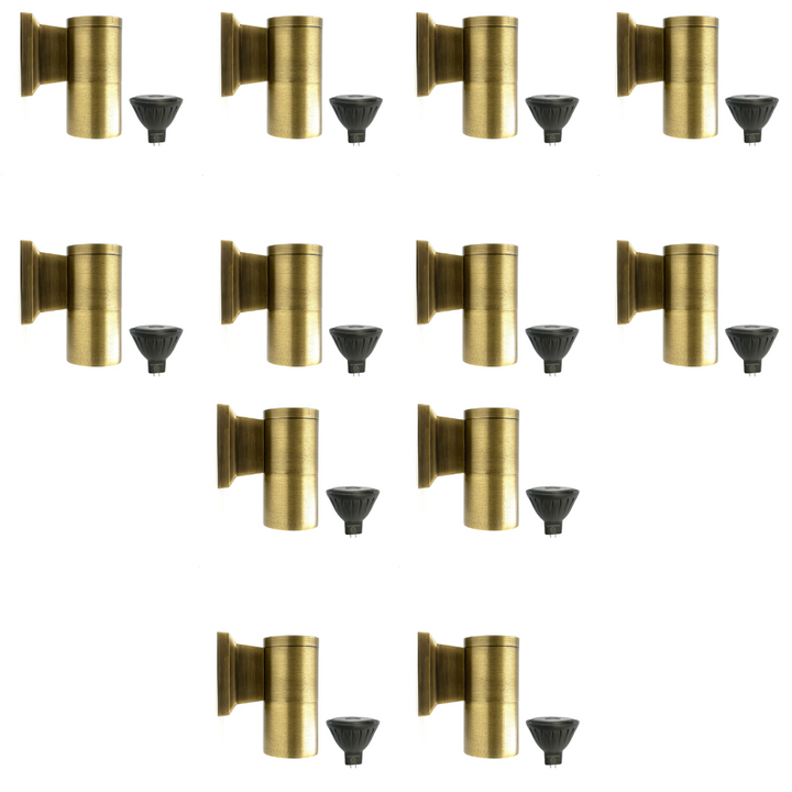 Outdoor Landscape Lighting LED 12V Low Voltage SCSP04 Teide Sconce Brass Finish Down Light 4x/8x/12x MR16 4W Dimmable 2700K Package Low Voltage Outdoor Lighting Antique Brass 12 Pack