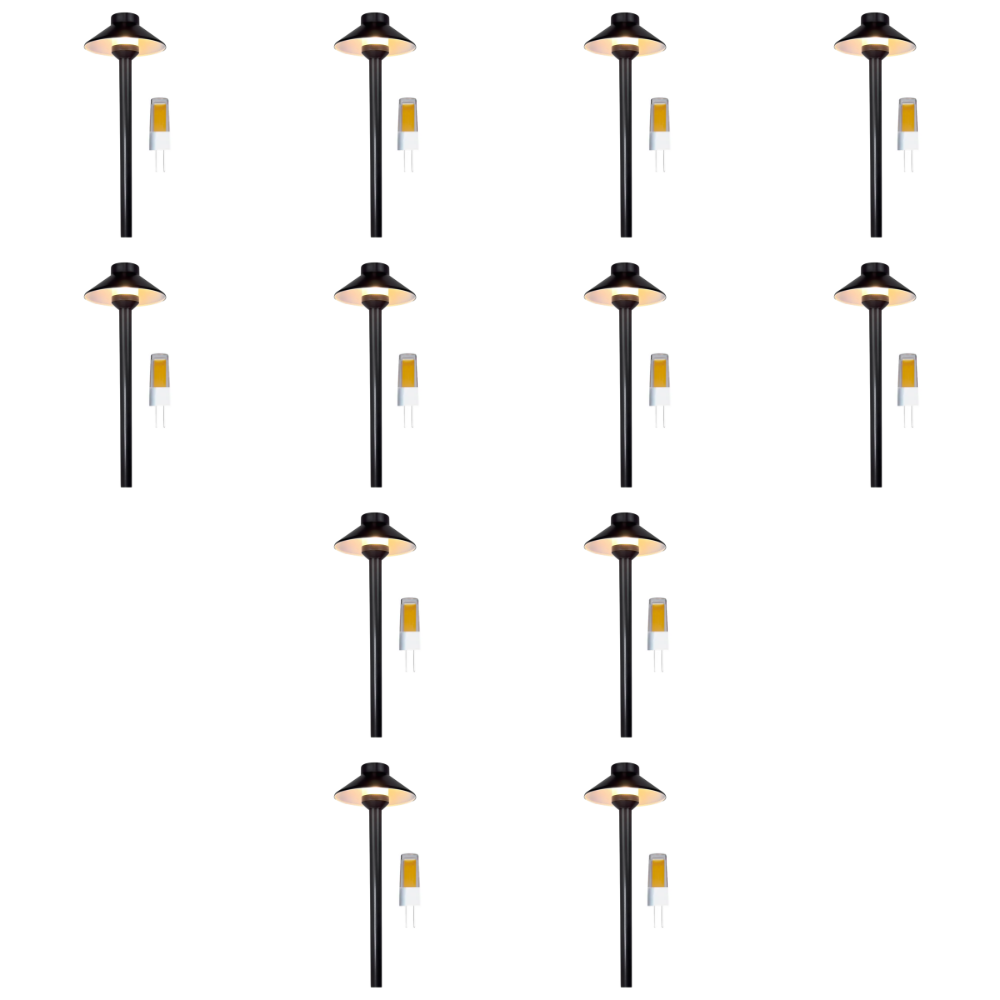 Outdoor Landscape Lighting LED 12V Low Voltage PLB02 Frosted Lens 4x/8x/12x Package Outdoor Garden Pathway Light | 12V Low Voltage Brass Path Light with G4 3W 3000K Bulb Black Brass 12 Pack