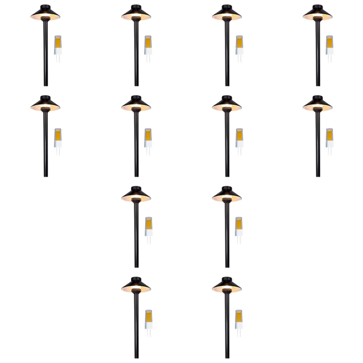 Outdoor Landscape Lighting LED 12V Low Voltage PLB02 Frosted Lens 4x/8x/12x Package Outdoor Garden Pathway Light | 12V Low Voltage Brass Path Light with G4 3W 3000K Bulb Black Brass 12 Pack