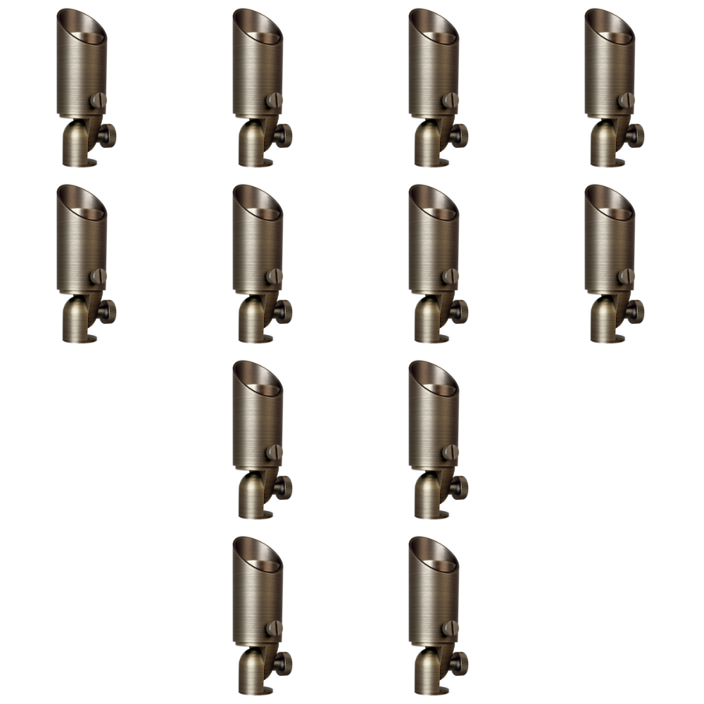 Outdoor Landscape Lighting LED 12V Low Voltage SPB08 4x/8x/12x Package 5W 3000K Warm White Integrated LED Brass Spotlight 12V Low Voltage Small Directional Bullet Light Outdoor Landscape 12 Pack Natural Brass