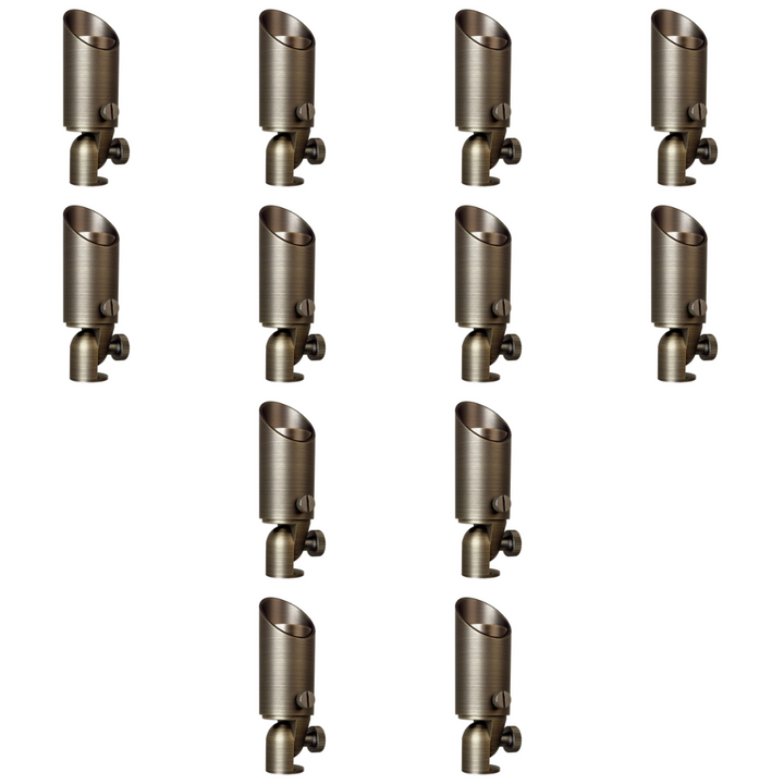 Outdoor Landscape Lighting LED 12V Low Voltage SPB08 4x/8x/12x Package 5W 3000K Warm White Integrated LED Brass Spotlight 12V Low Voltage Small Directional Bullet Light Outdoor Landscape 12 Pack Natural Brass