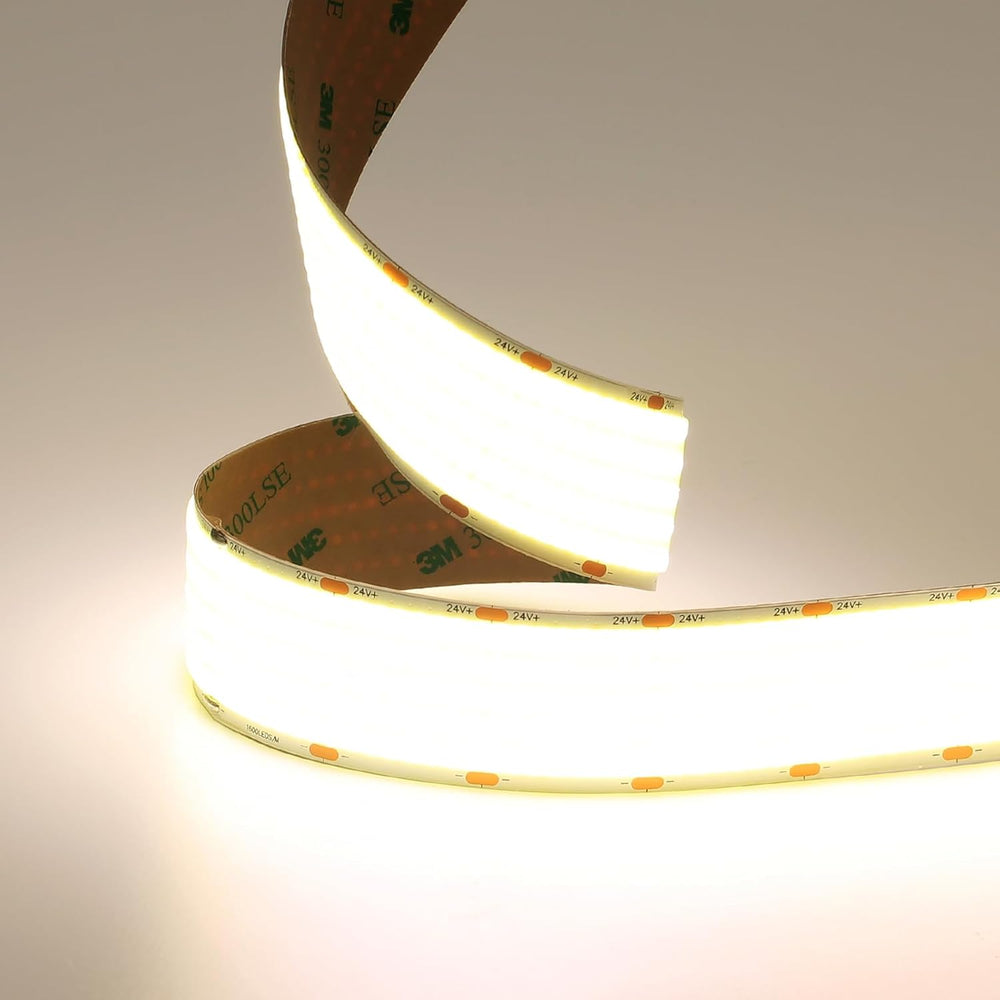 Outdoor Landscape Lighting LED 12V Low Voltage SLD17 30mm 12.2W/ft, 160W Max Wide LED Strip Light Dotless COB Indoor IP20 Single Color 160W 16.5ft DC24V Low Voltage 4000K Natural White