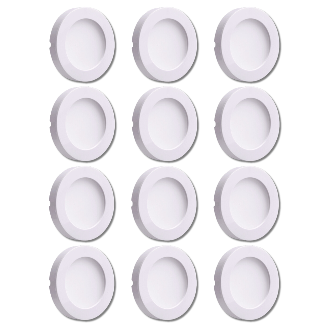 Outdoor Landscape Lighting LED 12V Low Voltage CB07 4x/8x/12x Package Round 1.8W DC12V Low Voltage LED Dimmable Cast Aluminum Recessed Cabinet Light Down Lighting Fixture White 12 Pack