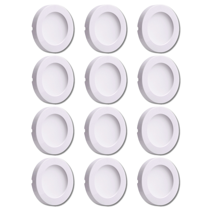 Outdoor Landscape Lighting LED 12V Low Voltage CB07 4x/8x/12x Package Round 1.8W DC12V Low Voltage LED Dimmable Cast Aluminum Recessed Cabinet Light Down Lighting Fixture White 12 Pack