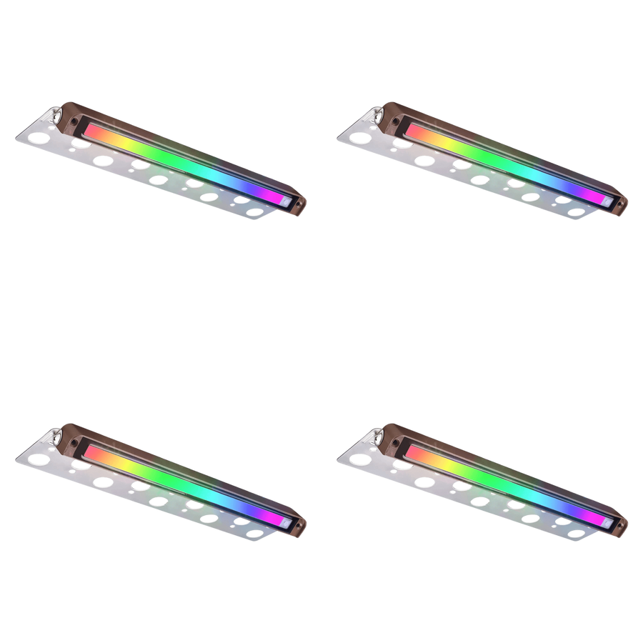 Outdoor Landscape Lighting LED 12V Low Voltage STBR06 4x/8x/12x Package 12 Inch 5W RGBW LED Retaining Wall Lights, Aluminum Hardscape Color Changing 12V-24V Low Voltage Landscape Lights 4 Pack