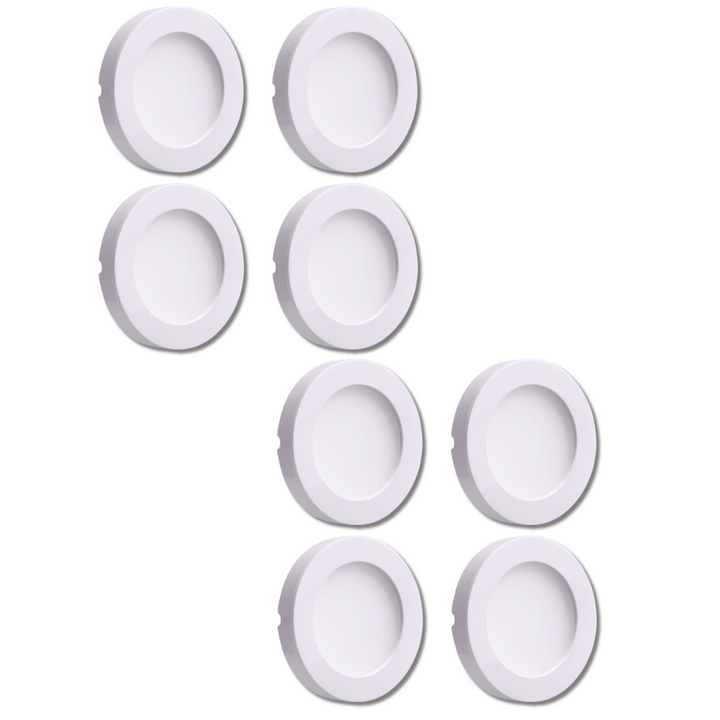 Outdoor Landscape Lighting LED 12V Low Voltage CB07 4x/8x/12x Package Round 1.8W DC12V Low Voltage LED Dimmable Cast Aluminum Recessed Cabinet Light Down Lighting Fixture White 8 Pack