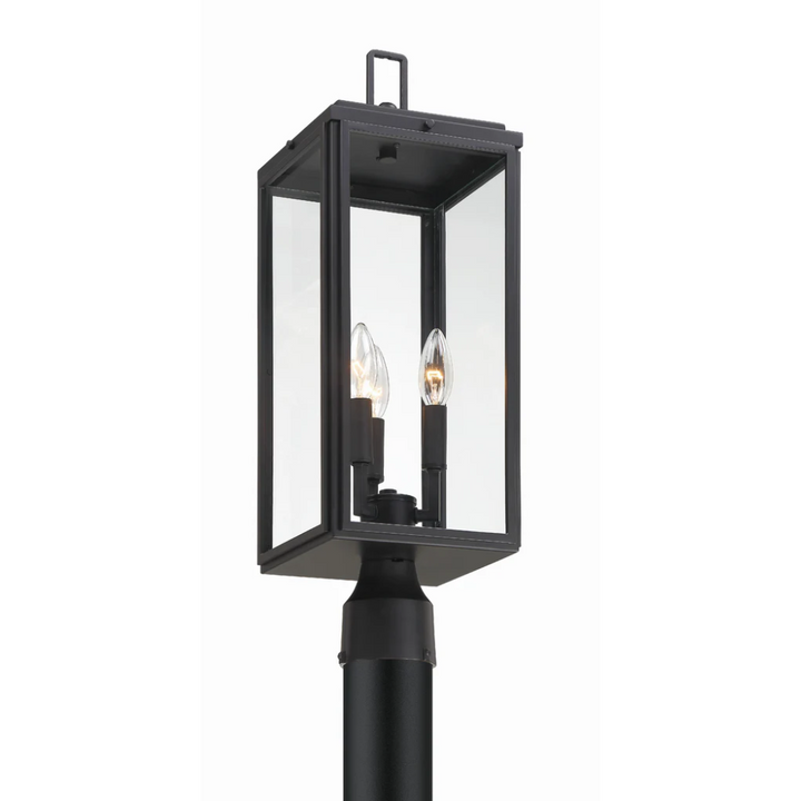 Outdoor Landscape Lighting LED 12V Low Voltage Bryon 3 Light Outdoor Post Light 7.5"x22.25" Stainless Steel and Glass Matte Black Finish 120V 3 E12 Candelabra Base LED Bulb Sockets Casual Farmhouse Lantern for Patio, Garden, Exterior Posts