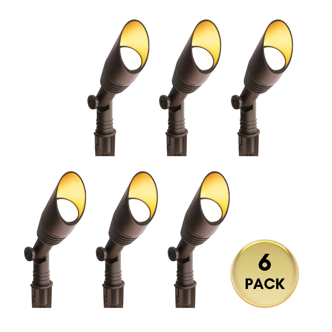 Outdoor Landscape Lighting LED 12V Low Voltage SPAA01 Integrated Mini Aluminum Spotlight Low Voltage Outdoor Lighting Package of 2 and 6 6 Pack Brown