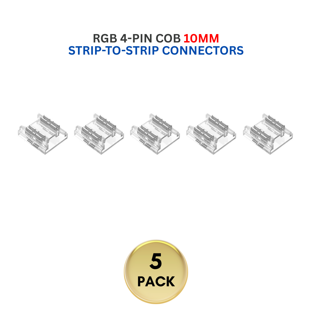 Outdoor Landscape Lighting LED 12V Low Voltage 5-Pack SLD 4-Pin Low Voltage RGB COB LED Strip Connectors - 10mm Dotless Strip Light Accessories 10mm 4-Pin Strip-to-Strip