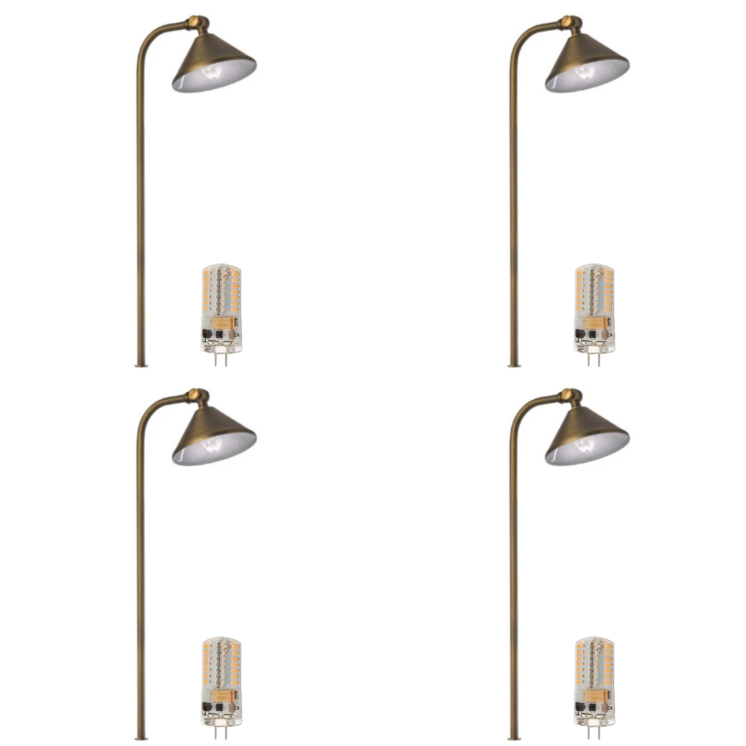 Outdoor Landscape Lighting LED 12V Low Voltage BPLP07 Tulay Bell Brass Path Light 4x/8x/12x G4 2W Dimmable 2700K Package Low Voltage Landscape Lighting 4 Pack Antique Brass