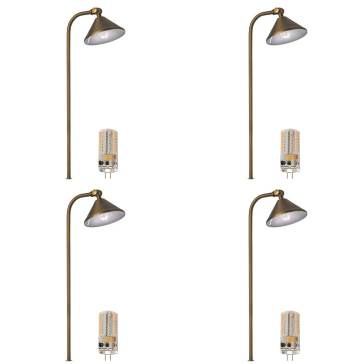 Outdoor Landscape Lighting LED 12V Low Voltage BPLP07 Tulay Bell Brass Path Light 4x/8x/12x G4 2W Dimmable 2700K Package Low Voltage Landscape Lighting 4 Pack Antique Brass