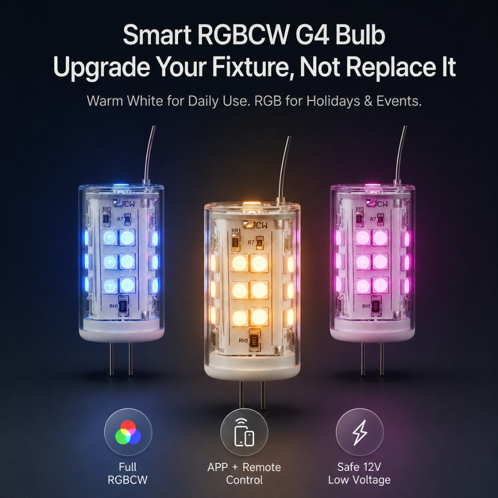 Outdoor Landscape Lighting LED 12V Low Voltage 3W G4 RGBCW 2700K-5000K Smart Bluetooth 12V Low Voltage LED Light Bulbs Package with Remote Dimmable Energy Saving