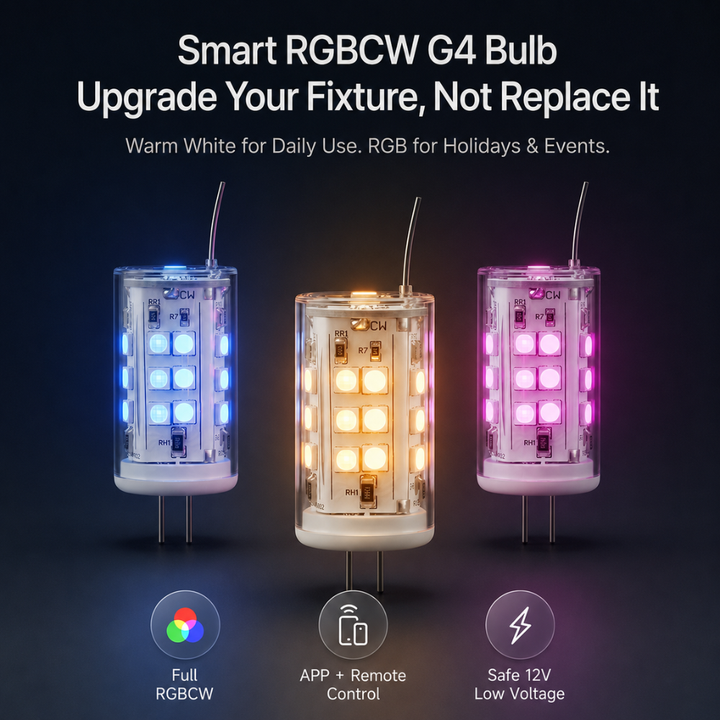 Outdoor Landscape Lighting LED 12V Low Voltage 3W G4 RGBCW 2700K-5000K Smart Bluetooth 12V Low Voltage LED Light Bulbs Package with Remote Dimmable Energy Saving