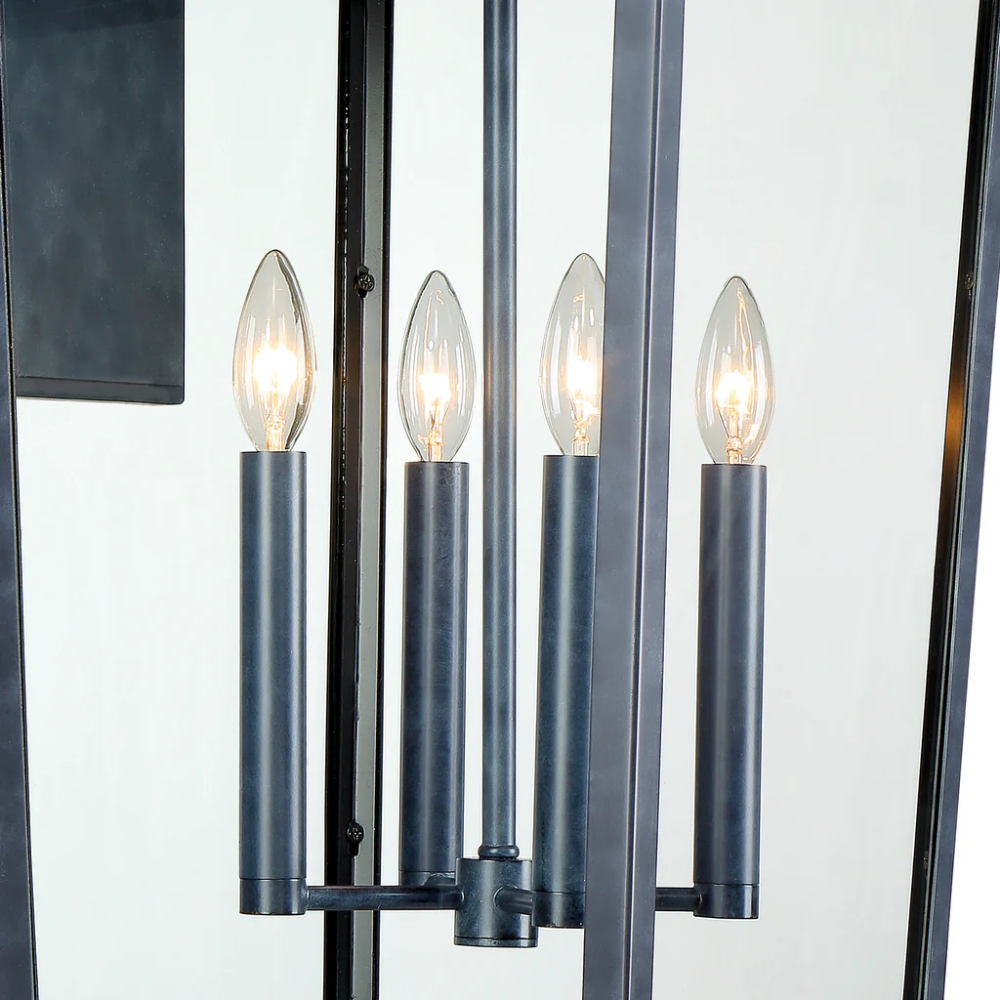 Outdoor Landscape Lighting LED 12V Low Voltage Belmont 4 Light Outdoor Sconce 14"x26" Stainless Steel and Clear Glass Graphite Metal Finish 120V 4 E12 Candelabra Base LED Bulb Socket for Patio, Garden, Exterior Walls
