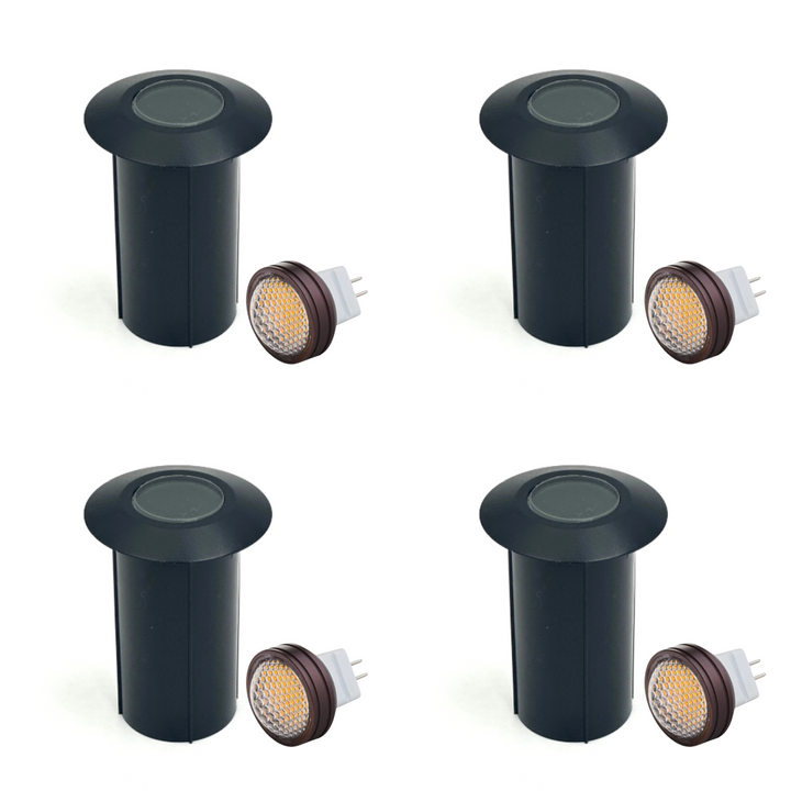 Outdoor Landscape Lighting LED 12V Low Voltage UNBP07 Mortirolo Brass / Stainless Steel In-Ground Well Light 4x/8x/12x MR8 2.5W Dimmable 2700K Package Low Voltage Outdoor Lighting Black Brass 4 Pack