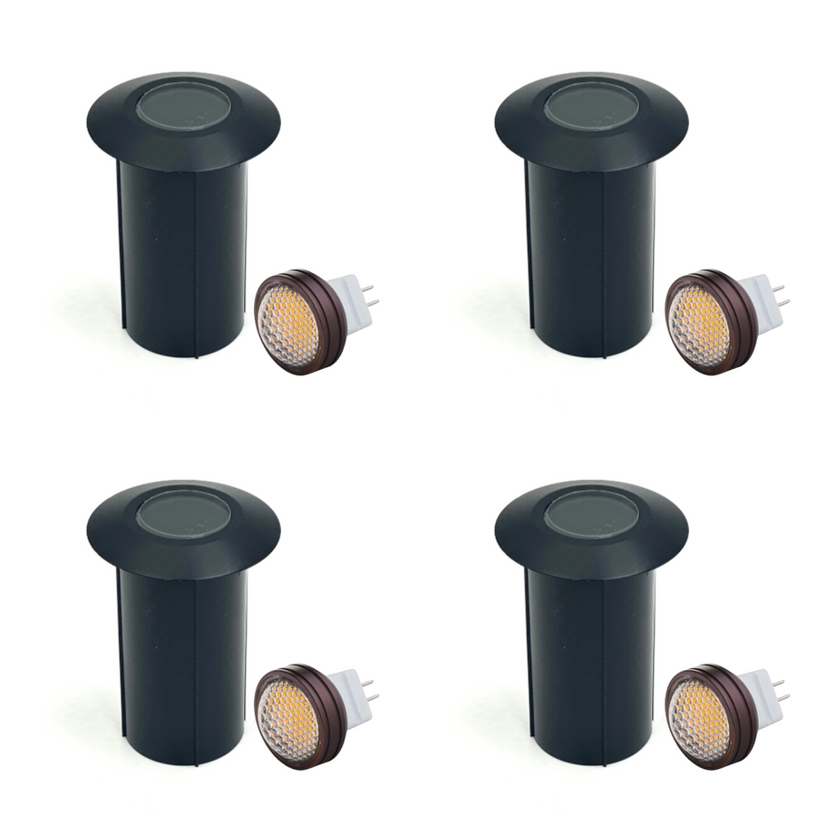 Outdoor Landscape Lighting LED 12V Low Voltage UNBP07 Mortirolo Brass / Stainless Steel In-Ground Well Light 4x/8x/12x MR8 2.5W Dimmable 2700K Package Low Voltage Outdoor Lighting Black Brass 4 Pack