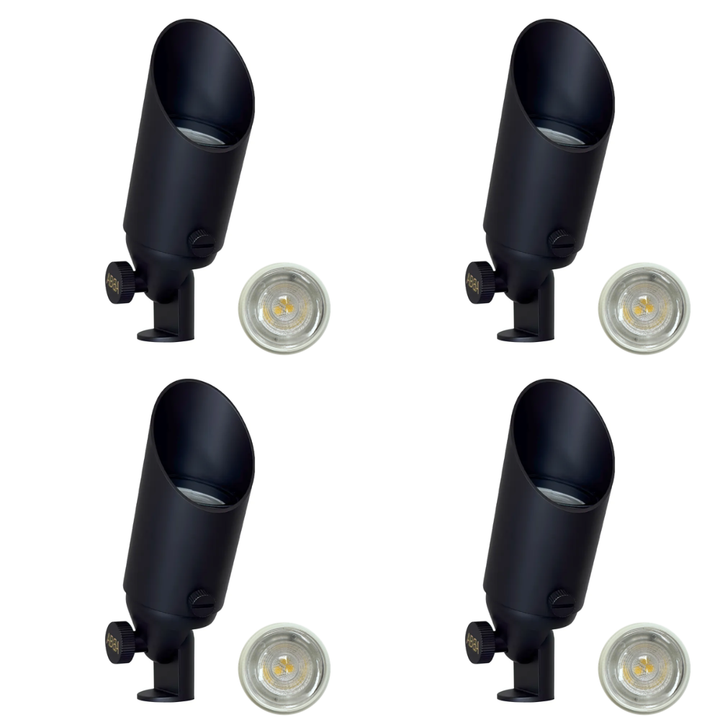 Outdoor Landscape Lighting LED 12V Low Voltage SPB11 4x/8x/12x Package 12V Low Voltage Small Directional Bullet Light Outdoor Landscape Brass Spotlight With MR11 2.5W 3000K Bulb Dark Brass 4 Pack
