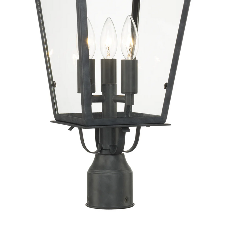 Outdoor Landscape Lighting LED 12V Low Voltage Dumont 3 Light Outdoor Post Light 9.25"x23" Stainless Steel and Glass Graphite Finish 120V 3 E12 Candelabra Base LED Bulb Sockets Casual Farmhouse Lantern for Patio, Garden, Exterior Posts