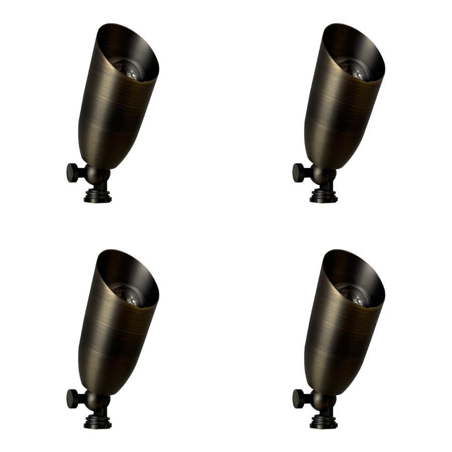 Outdoor Landscape Lighting LED 12V Low Voltage SPB14 4x/8x/12x Package 12V Low Voltage LED Outdoor Landscape Brass Spotlight MR16 5W 3000K Bulb Natural Brass 4 Pack