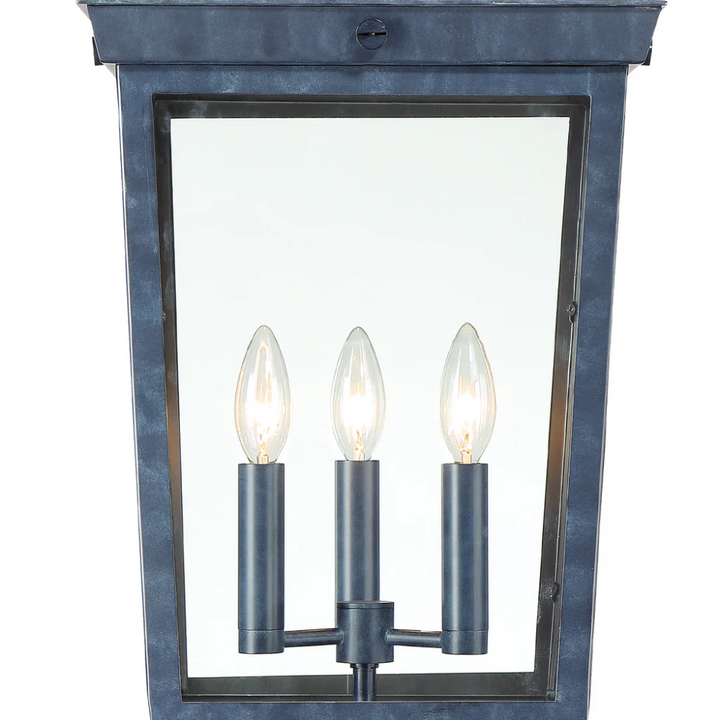 Outdoor Landscape Lighting LED 12V Low Voltage Belmont 3 Light Outdoor Post Light 12"x22.25" Stainless Steel and Glass Graphite Finish 120V 3 E12 Candelabra Base LED Bulb Sockets Casual Farmhouse Lantern for Patio, Garden, Exterior Posts