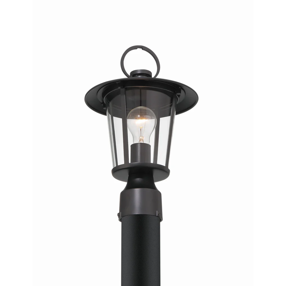 Outdoor Landscape Lighting LED 12V Low Voltage Andover 1 Light Outdoor Post Light 9"x14.5" Stainless Steel and Glass Matte Black Finish 120V 1 E26 Medium Base LED Bulb Sockets Casual Farmhouse Lantern for Patio, Garden, Exterior Posts