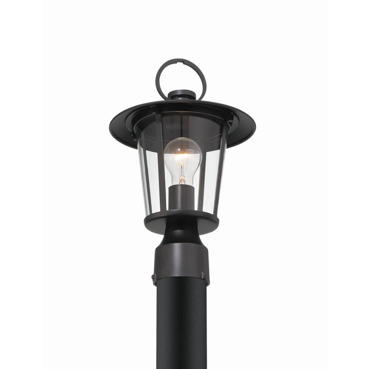 Outdoor Landscape Lighting LED 12V Low Voltage Andover 1 Light Outdoor Post Light 9"x14.5" Stainless Steel and Glass Matte Black Finish 120V 1 E26 Medium Base LED Bulb Sockets Casual Farmhouse Lantern for Patio, Garden, Exterior Posts