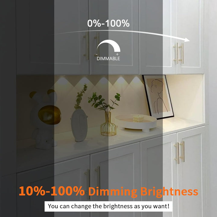 Outdoor Landscape Lighting LED 12V Low Voltage CBSA01 6 Pack 2W 12V 3000K-6000K Smart Recessed Cast Aluminum Cabinet Light Energy Saving Dimmable LED Downlighting with Remote Control