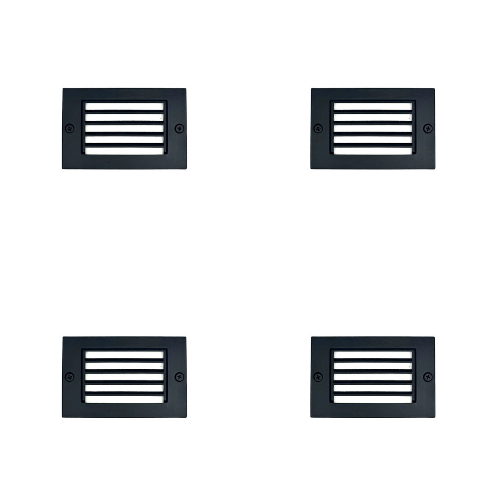 Outdoor Landscape Lighting LED 12V Low Voltage STBP07 Rein Brass Louv Mini 4x/8x/12x 2W 2700K Integrated LED Package Deck Light Low Voltage Outdoor Lighting Black 4 Pack
