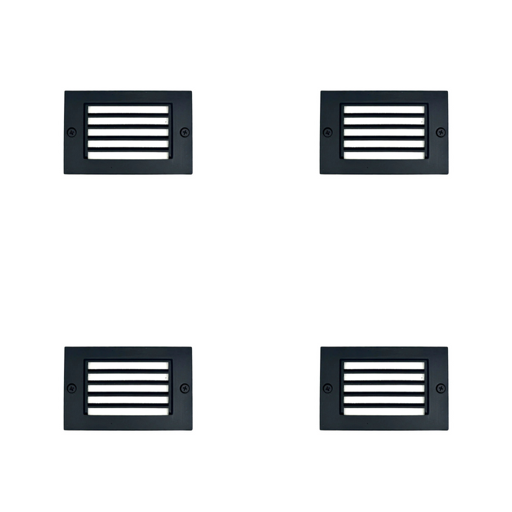 Outdoor Landscape Lighting LED 12V Low Voltage STBP07 Rein Brass Louv Mini 4x/8x/12x 2W 2700K Integrated LED Package Deck Light Low Voltage Outdoor Lighting Black 4 Pack