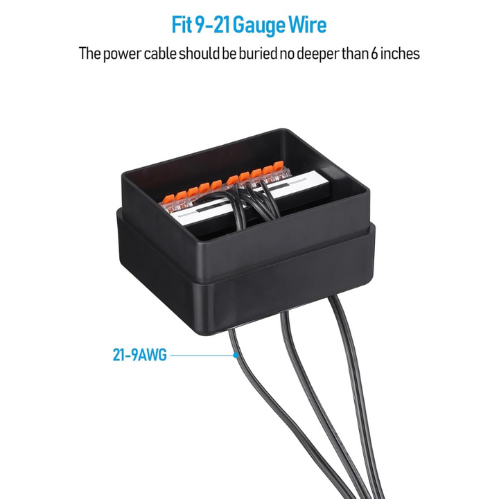 Outdoor Landscape Lighting LED 12V Low Voltage 10-Way Low Voltage Landscape Lighting Junction Box - 12V/15V Multi-Zone Wire Hub for 9-21 AWG Cable