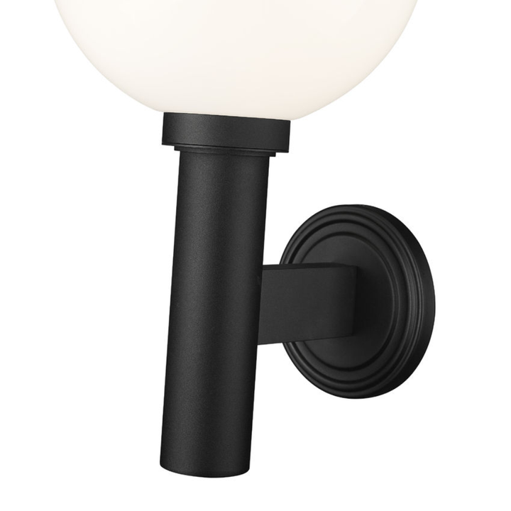 Outdoor Landscape Lighting LED 12V Low Voltage Laurent Outdoor Wall Sconce Light 1 E26 Medium Base Light Bulb Socket Outdoor Marine Grade Aluminum and Glass 12" x 13" x 22.5" Black with White Opal Finish 120V for Garden, Interior, Exterior, Garage and Patio 597B-BK