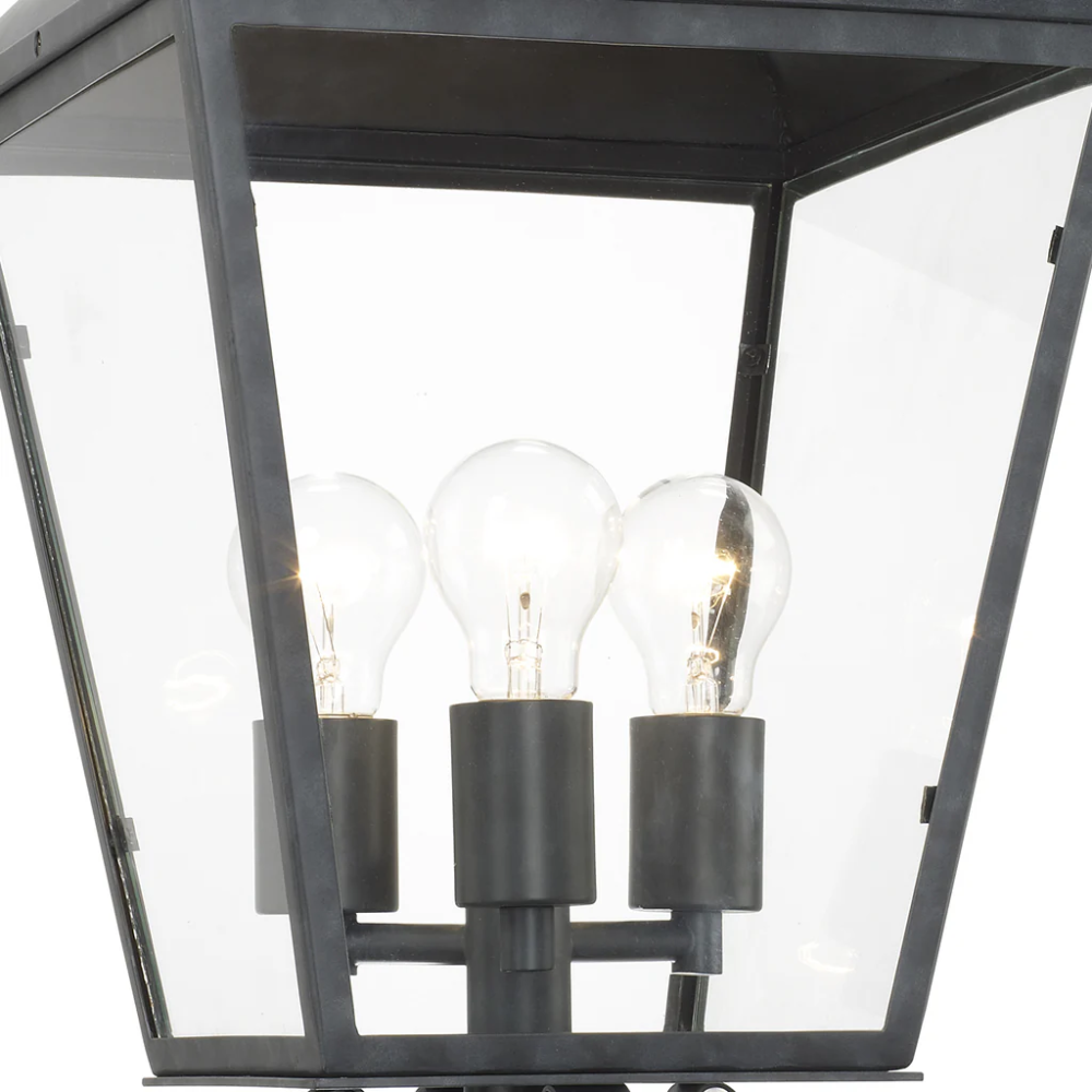 Outdoor Landscape Lighting LED 12V Low Voltage Dumont 3 Light Outdoor Post Light 12"x25" Stainless Steel and Glass Graphite Finish 120V 3 E12 Candelabra Base LED Bulb Sockets Casual Farmhouse Lantern for Patio, Garden, Exterior Posts