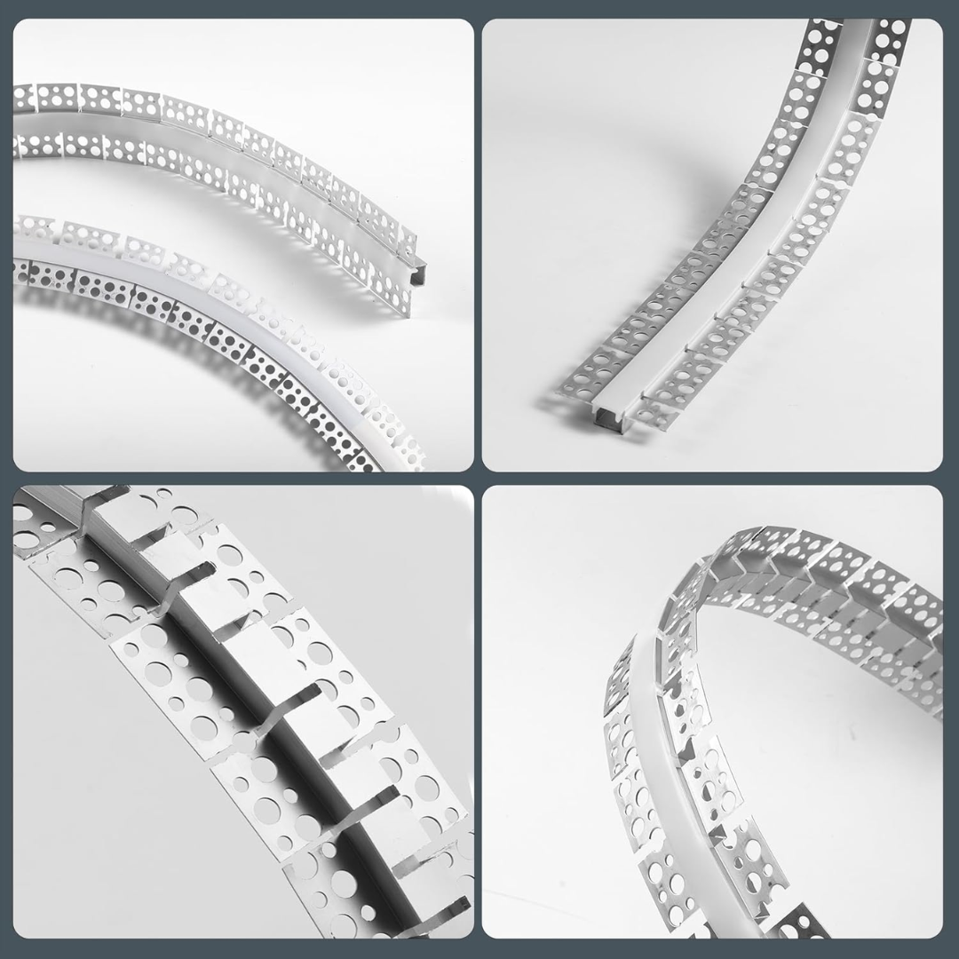 Outdoor Landscape Lighting LED 12V Low Voltage AC05 U-Shaped Drywall Trimless Recessed Flexible Track Aluminum Channel 6.6FT/2M a For Max 12mm LED Strip Lights Pack of 6 and 10