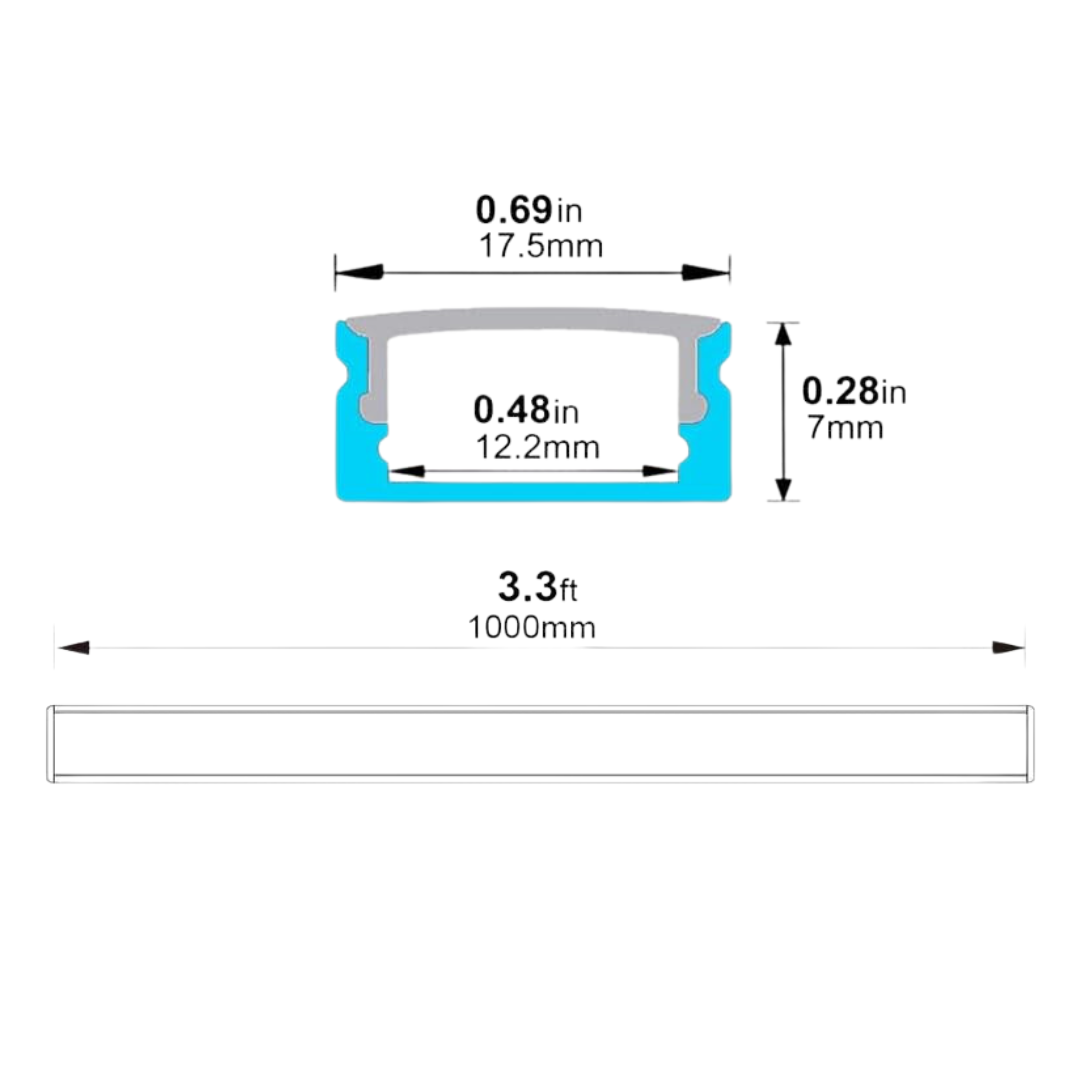 Outdoor Landscape Lighting LED 12V Low Voltage AC06 U-Shaped Silver or White Rectangular Aluminum Channel 3.3FT/1M For Max 12mm LED Strip Lights Pack of 10 or 20