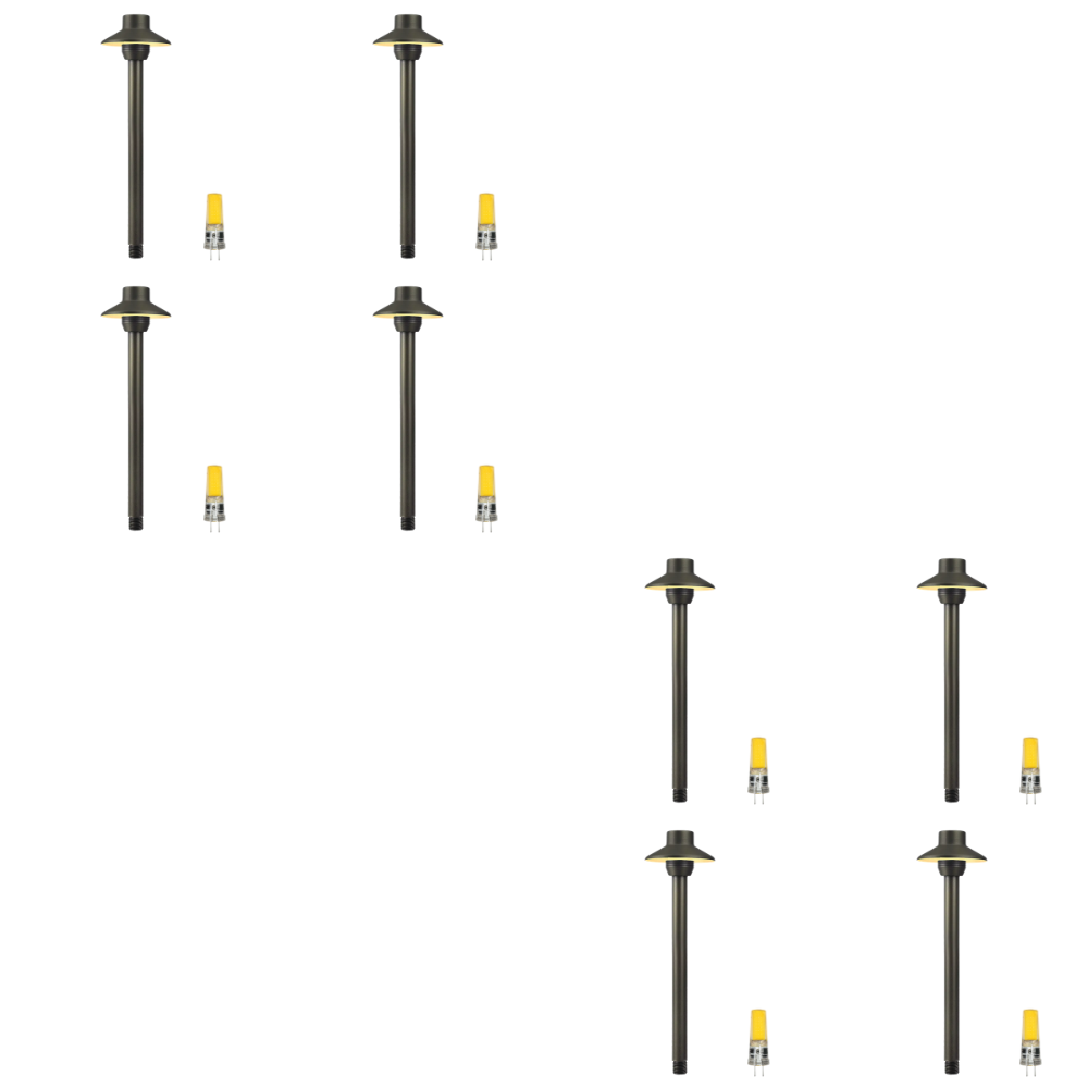 Outdoor Landscape Lighting LED 12V Low Voltage PLB30 4x/8x/12x Package Outdoor Garden Mushroom Pathway Light | 12V Low Voltage Brass Path Light with G4 3W 3000K Bulb Black Brass 8 Pack