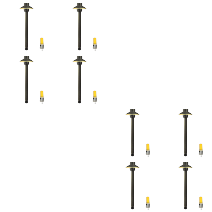Outdoor Landscape Lighting LED 12V Low Voltage PLB30 4x/8x/12x Package Outdoor Garden Mushroom Pathway Light | 12V Low Voltage Brass Path Light with G4 3W 3000K Bulb Black Brass 8 Pack