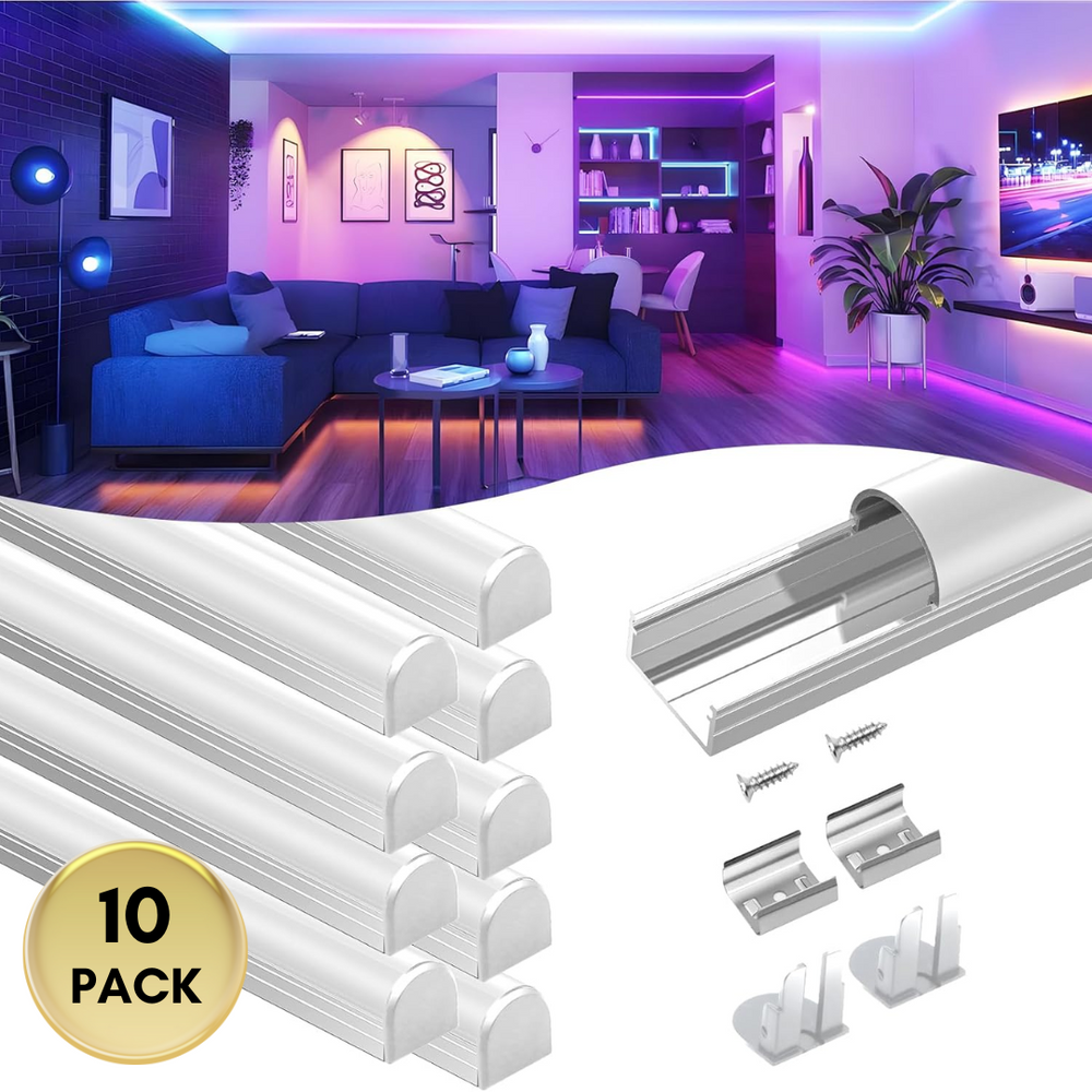 Outdoor Landscape Lighting LED 12V Low Voltage AC09 U-Shaped Spotless Aluminum Channel 3.3FT/1M For Max 16mm Width LED Strip Lights Pack of 6 and 10 10 Pack of 3.3ft (1M) Silver