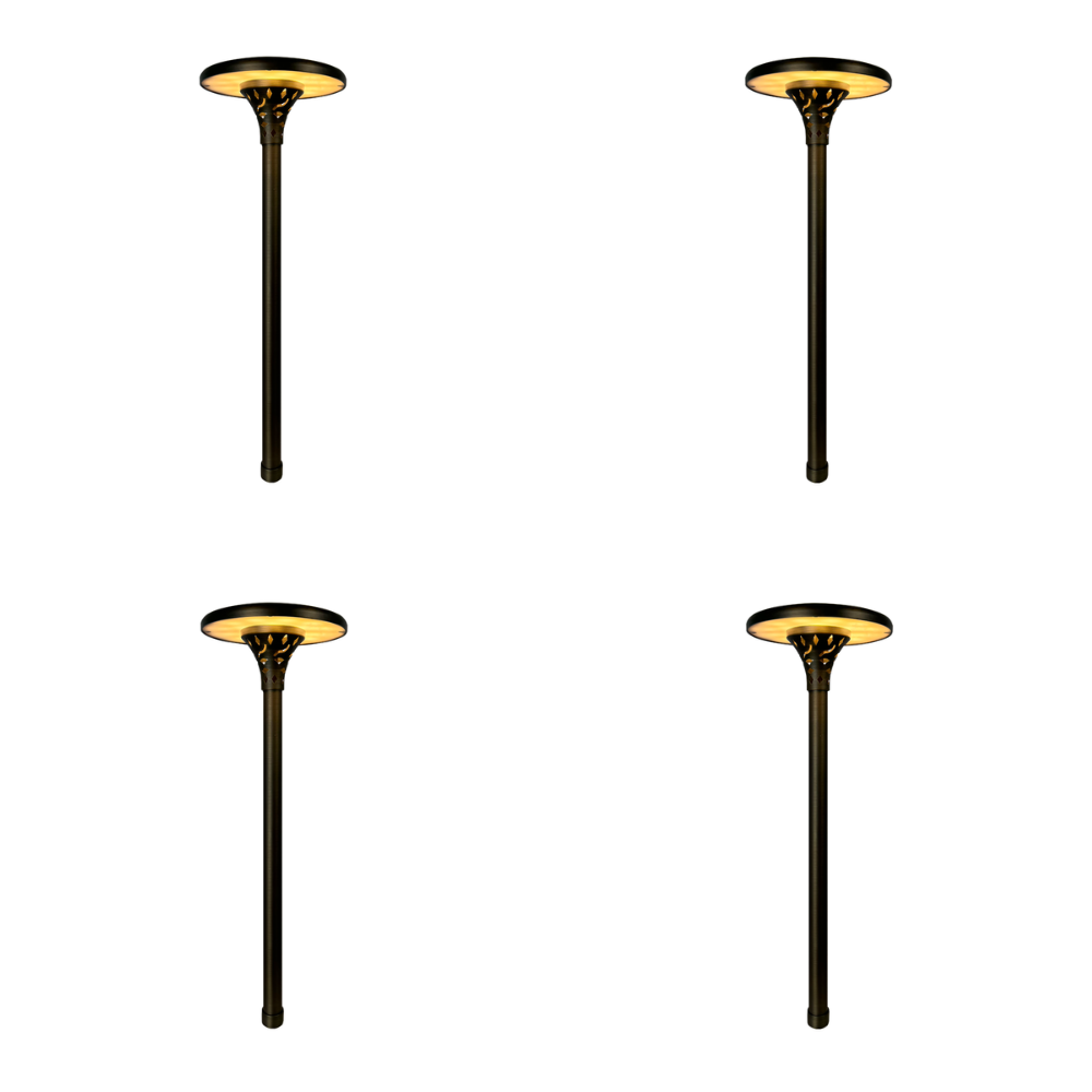 Outdoor Landscape Lighting LED 12V Low Voltage PLB28 4x/8x/12x Package Outdoor Garden Pathway Light | 12V Low Voltage Brass Path Light 4W 3000K Integrated LED 4 Pack