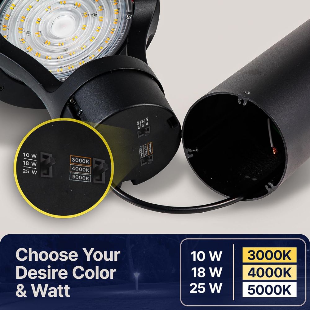 Outdoor Landscape Lighting LED 12V Low Voltage BPLA07 39" 120V Tunable 10W/18W/25W 3000K/4000K/5000K 3CCT Black Aluminum Round-Top Bollard Light Line Voltage Commercial Bollard Path Light Outdoor Lighting