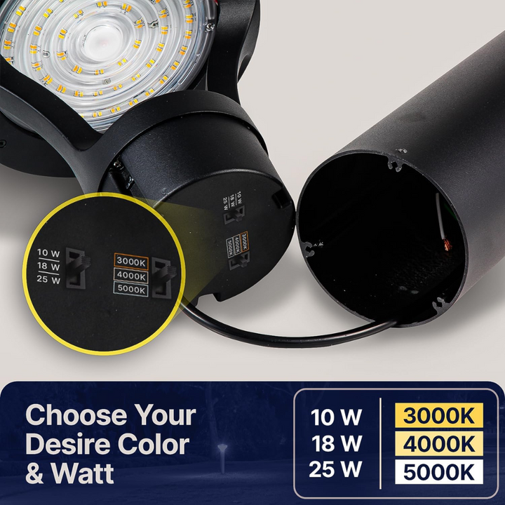 Outdoor Landscape Lighting LED 12V Low Voltage BPLA07 39" 120V Tunable 10W/18W/25W 3000K/4000K/5000K 3CCT Black Aluminum Round-Top Bollard Light Line Voltage Commercial Bollard Path Light Outdoor Lighting
