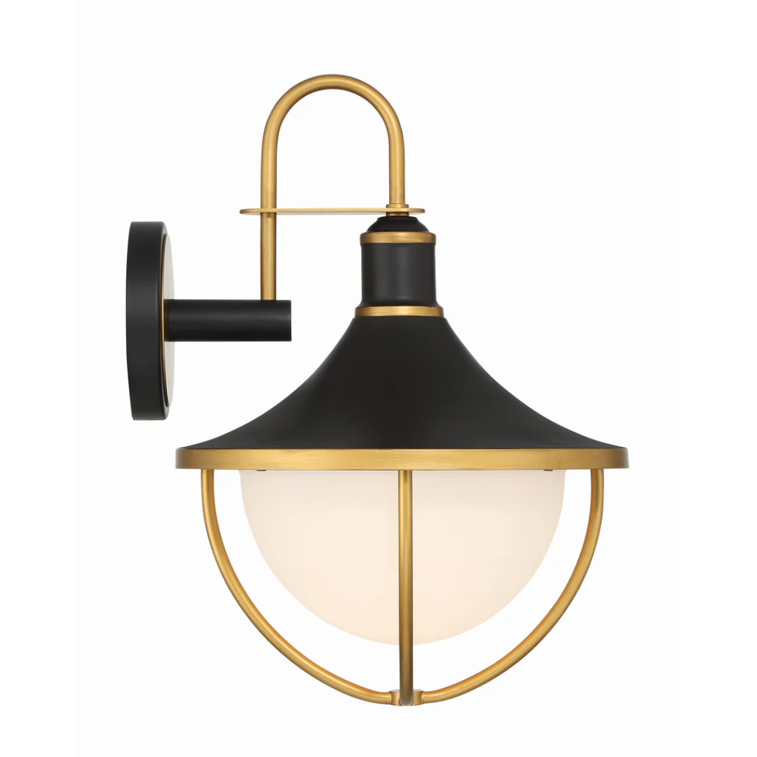 Outdoor Landscape Lighting LED 12V Low Voltage Atlas 1 Light Outdoor Sconce 13.5"x18.75" Stainless Steel and Glass Matte Black with Textured Gold Finish 120V 1 E26 Medium Base LED Bulb Socket for Patio, Garden, Exterior Walls